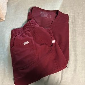 Maroon Figs Jogger Scrubs
